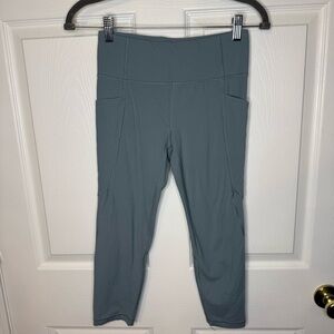 Athleta Girl High-Rise Stash Your Treasures Capri Sage Green Gray Size XL/14 GUC
